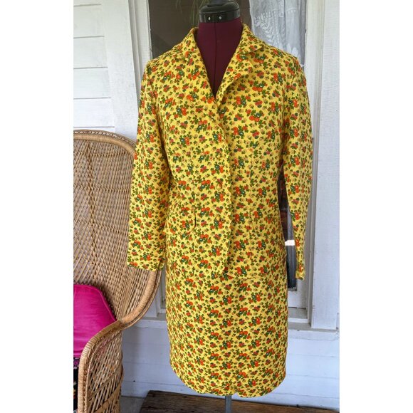 Ainr Jr Jackets & Blazers - Vintage 1960s Yellow Floral Womens Blazer Skirt Set Ainr Jr Small